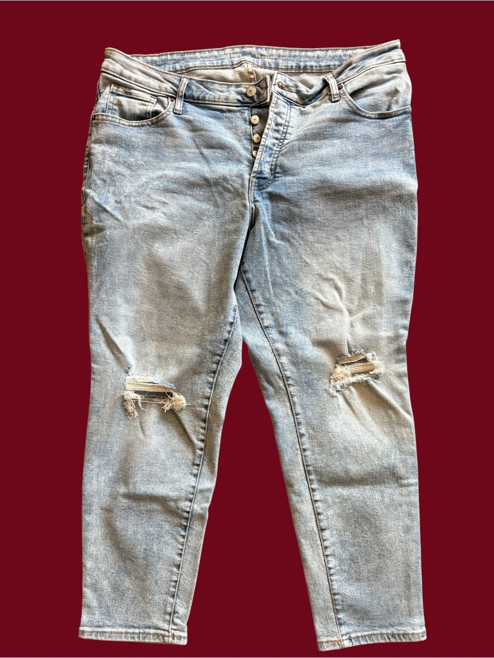 Old Navy Light Blue Distressed Boyfriend Jeans